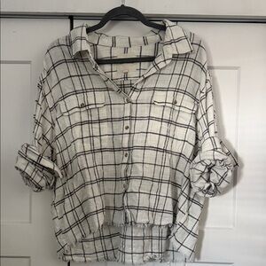 Lucky Brand White Shirt with Black Plaid